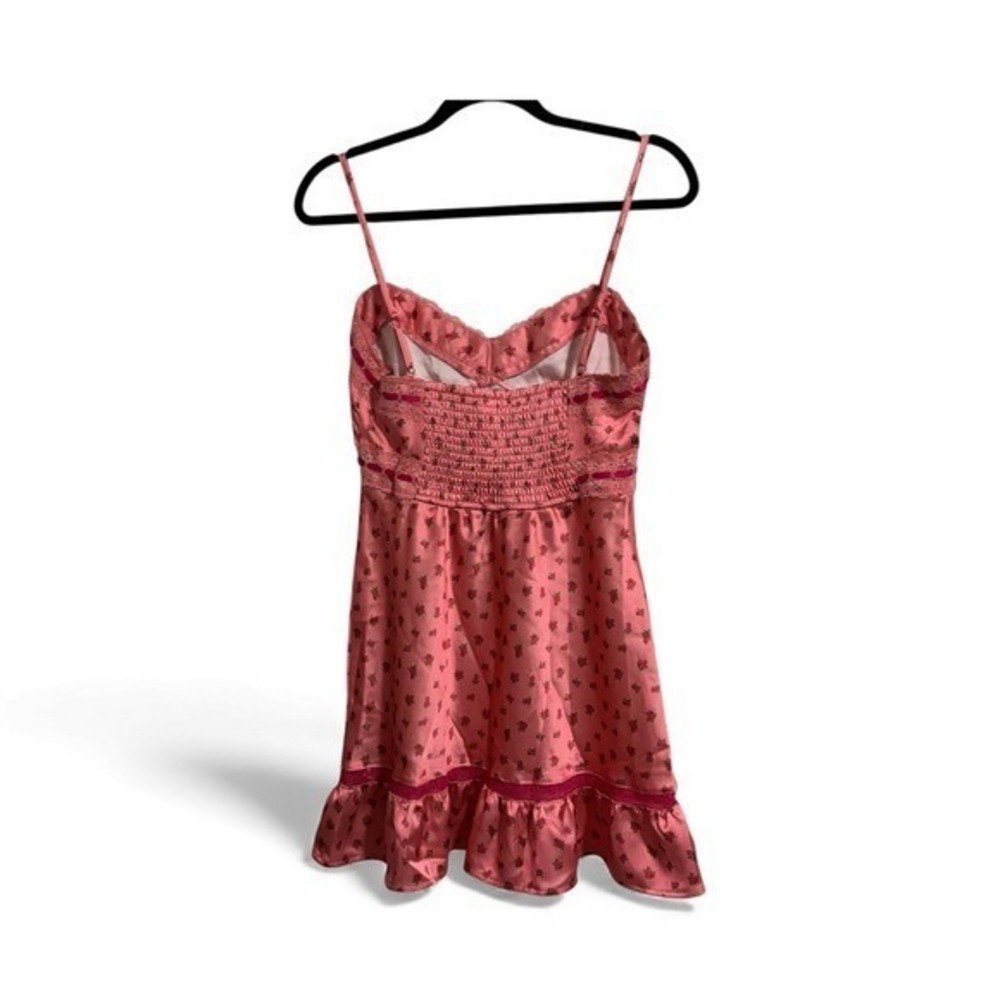 Betsey Johnson x Forever 21 Pink Floral Satin Lace Mini Len Slip Dress L - Picture 3 of 8